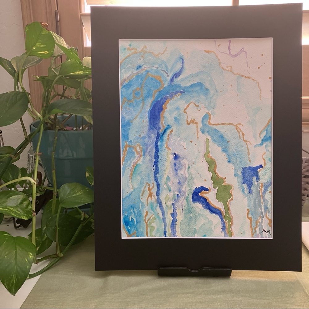 Abstract Waterfall Original Art Watercolor Landscape Painting